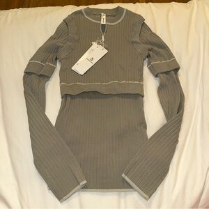 Green Ribbed transformable Top